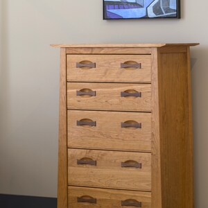 Enso Solid Wood Dresser, made from natural cherry with walnut drawer pulls