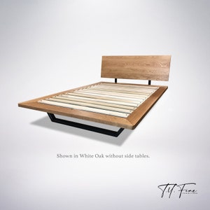 Nelson Bed Frame, Platform Bed Solid Wood, Oak Cherry Walnut Maple, Adjustable Headboard image 2