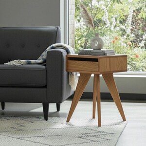 Handmade Mid-Century Modern Side Table: Solid Wood Nightstand image 10