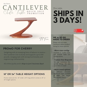 Cherry Cantilever Side Table: Mid Century Modern Nightstand