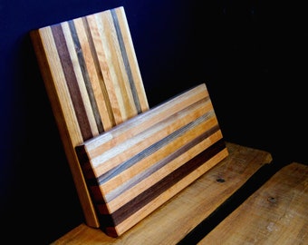 Solid Wood Cutting Board - Hardwood Cutting Board- Mixed Wood Chopping Board - Handmade Butchers Block in Walnut, Cherry, Maple, and Oak