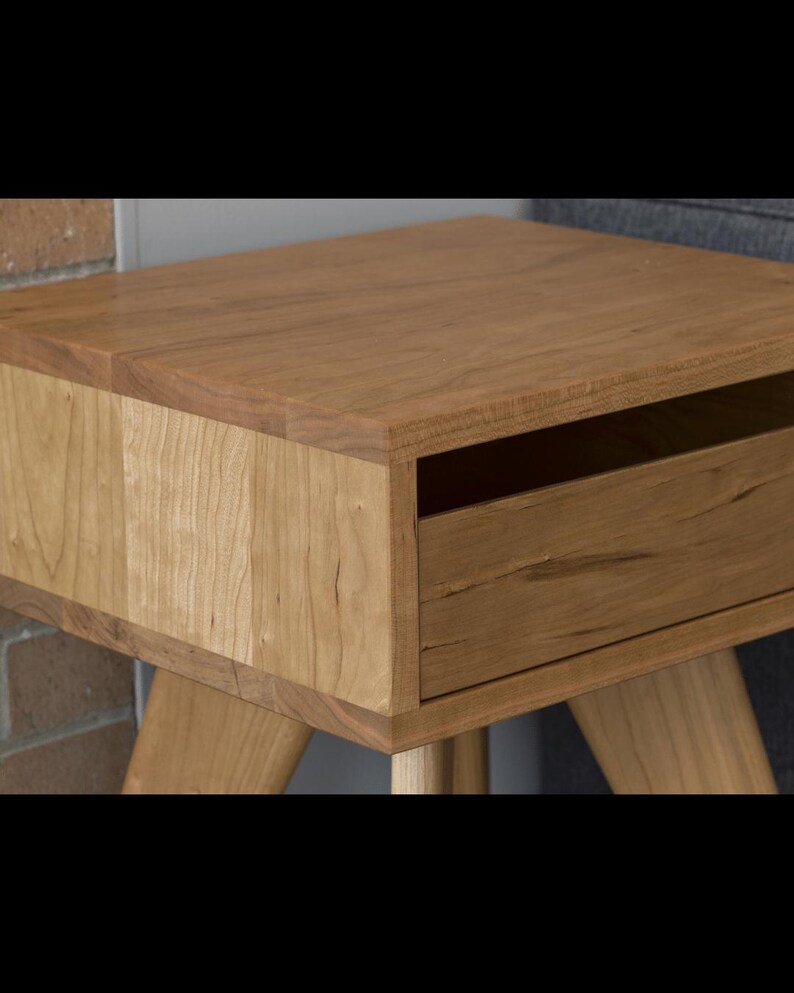 Handmade Mid-Century Modern Side Table: Solid Wood Nightstand image 3
