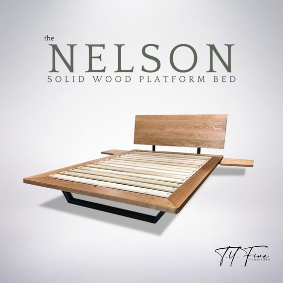 Nelson Platform Bed Modern Bed Frame Platform Bed With Adjustable Headboard Queen Bed Frame King Bed Frame Wooden Bed Frame Etsy UK