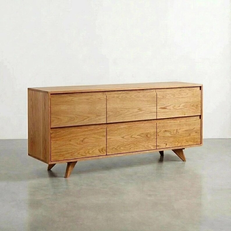 Handmade Walnut 6-Drawer Dresser | Mid Century Modern Bedroom Furniture image 9
