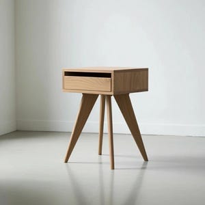 Handmade Mid-Century Modern Side Table: Solid Wood Nightstand image 12