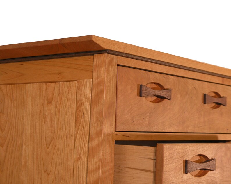 Enso Solid Wood Dresser, made from natural cherry with walnut drawer pulls