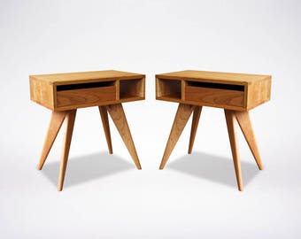 Modern Side Table, Solid Wood Handmade, Bedroom Furniture, Walnut, Oak, Cherry  Maple, Living Room, Night Stand End Table Mid Century Modern
