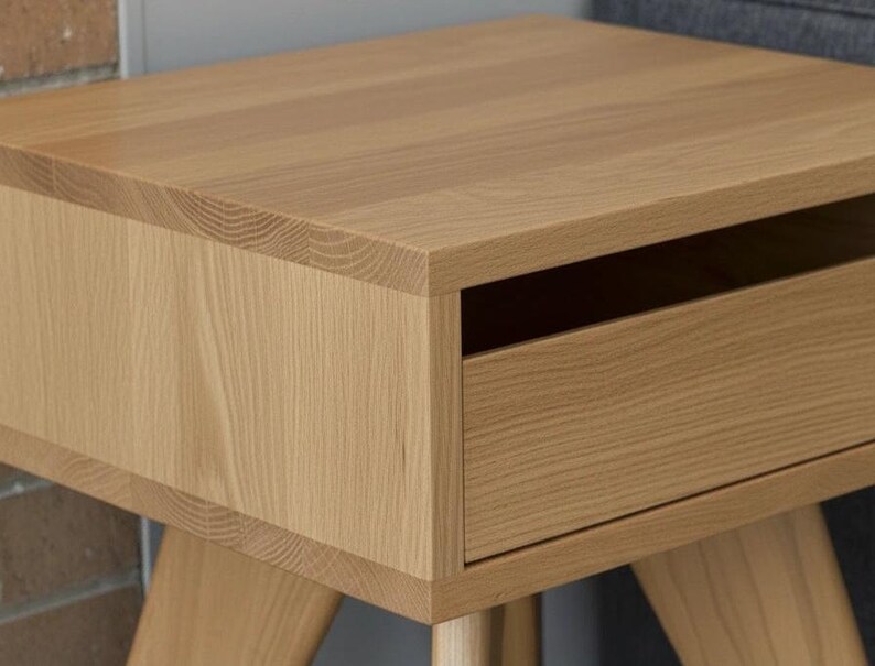 Handmade Mid-Century Modern Side Table: Solid Wood Nightstand image 11