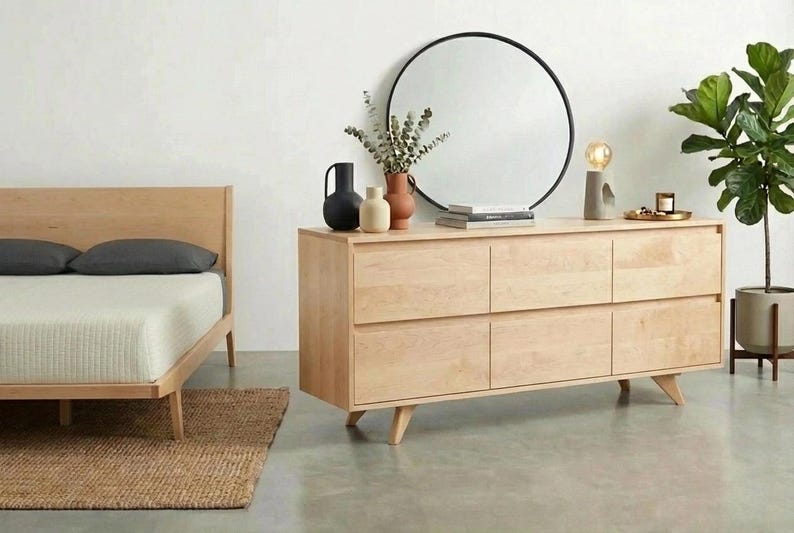 Handmade Walnut 6-Drawer Dresser | Mid Century Modern Bedroom Furniture image 8