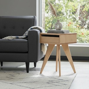 Handmade Mid-Century Modern Side Table: Solid Wood Nightstand image 4