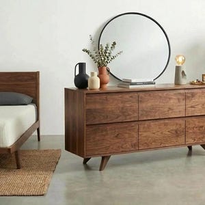 Handmade Walnut 6-Drawer Dresser | Mid Century Modern Bedroom Furniture image 5