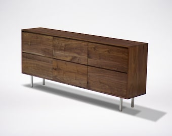 Modern Dresser with Steel Legs - Mid-Century Modern Dresser - Solid Wood Bedroom Dresser in White Oak, Cherry, Maple, and Walnut