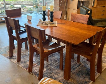 Solid Cherry Wood Dining Set: Table & 6 Chairs