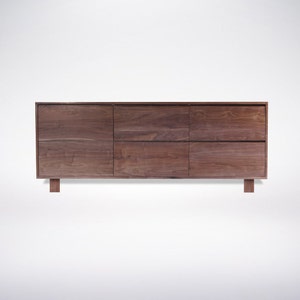 Mid-Century Modern Dresser: Solid Curly Black Walnut Wood