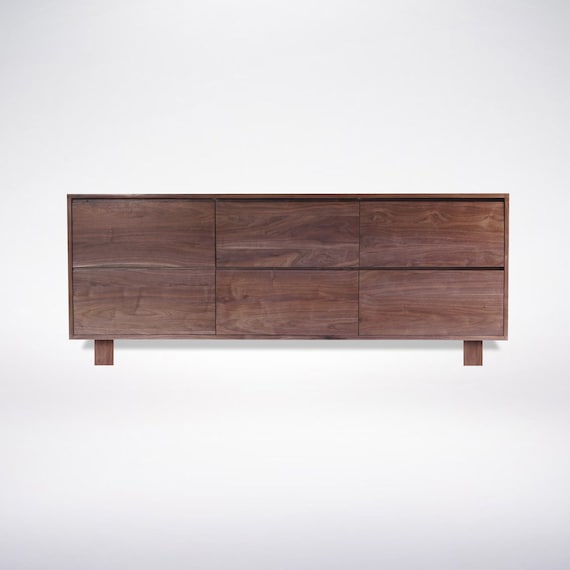Solid Walnut Dresser - Mid Century Modern Wood Bureau - 6-Drawer - Handmade Luxury Bedroom Storage - TY Fine Furniture