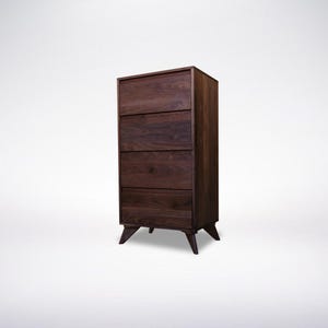 Tall Solid Wood Dresser: Mid-Century Modern Bedroom Storage