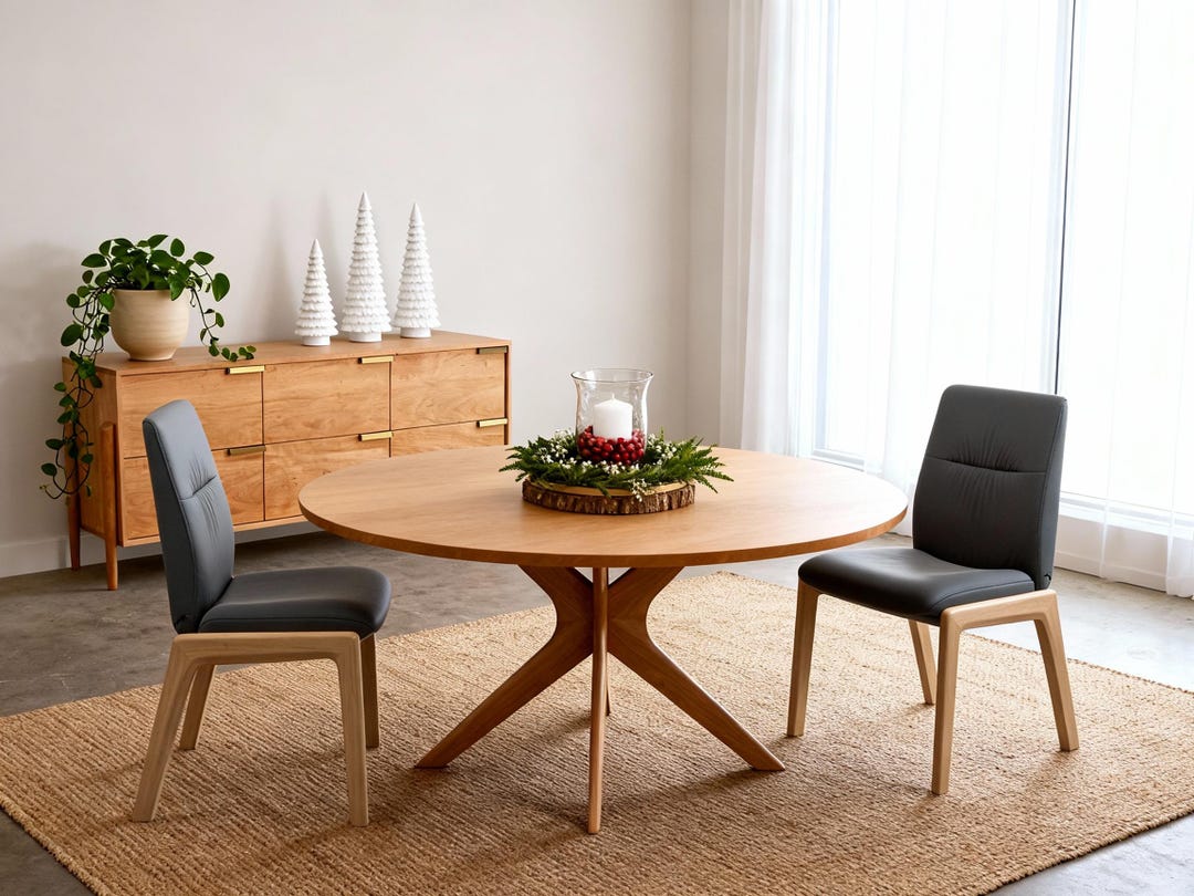 Handcrafted Solid Wood Round Dining Table - Strata Design - Etsy