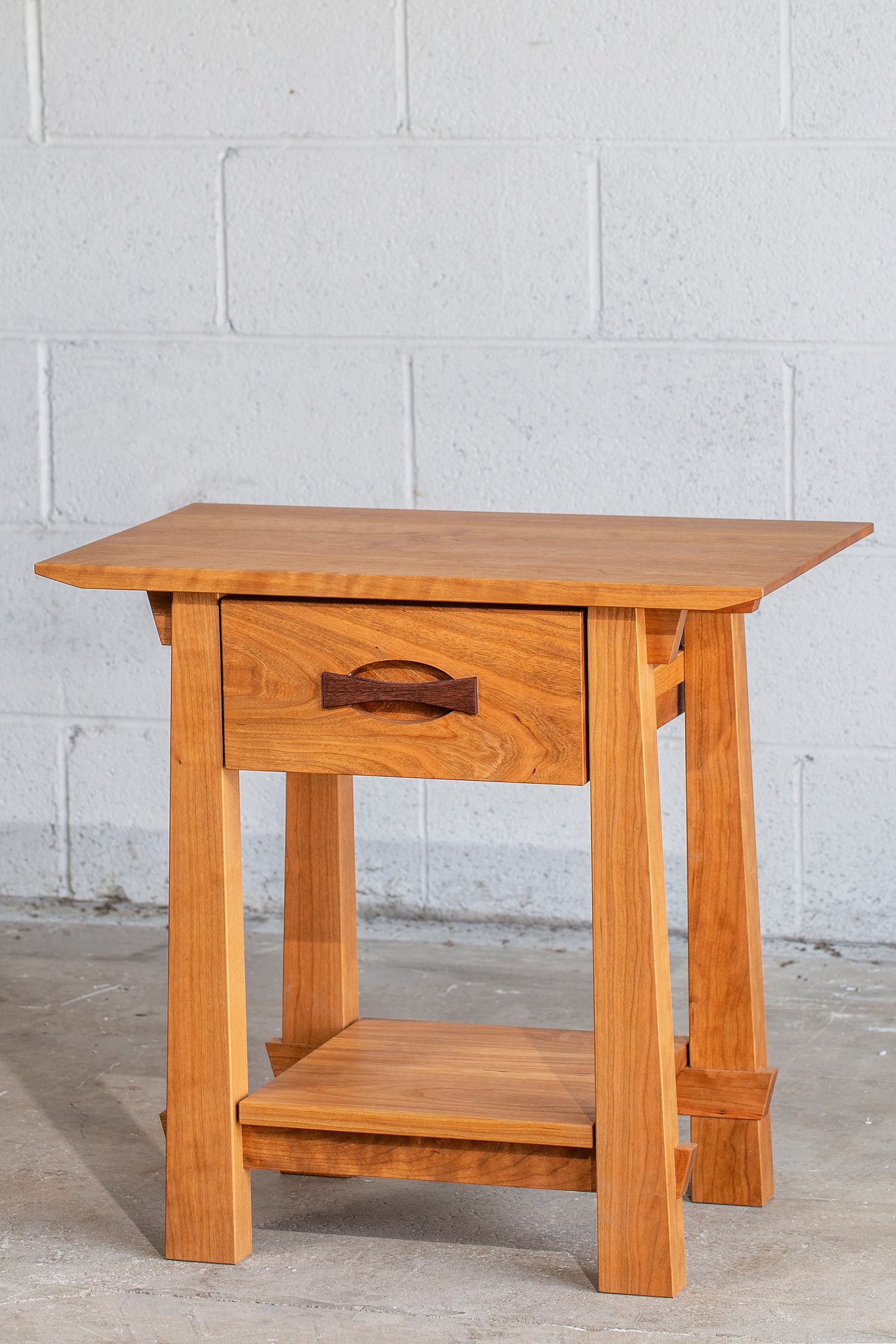 Mid Century Modern Wood Side Table With Drawer Cherry Etsy