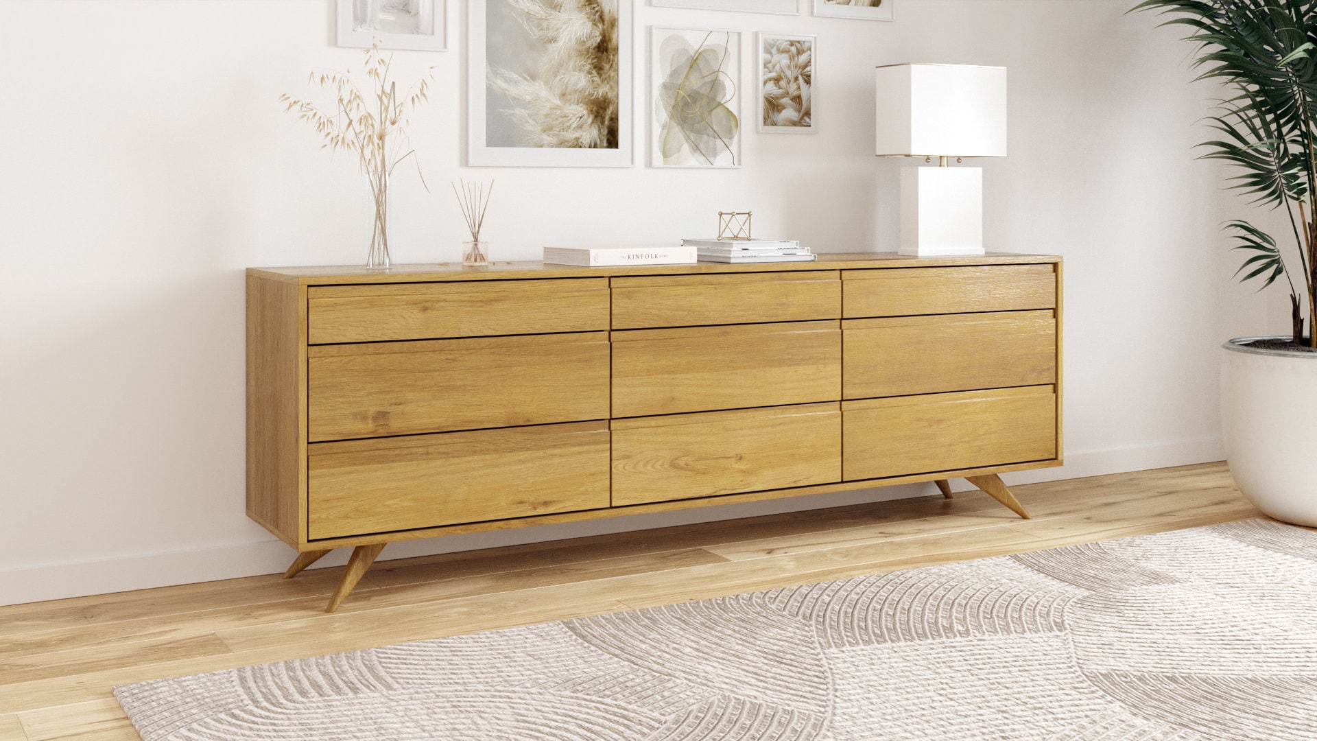 Middlebrook Minimalist 5-Drawer Solid Wood Dresser - Bed