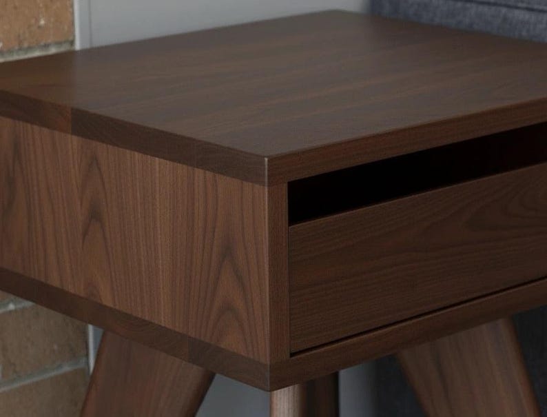 Handmade Mid-Century Modern Side Table: Solid Wood Nightstand image 8