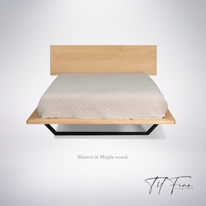 Nelson Bed Frame, Platform Bed Solid Wood, Oak Cherry Walnut Maple, Adjustable Headboard image 5