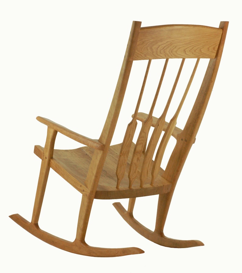 Rocking Chair Wooden Chair, Rustic Chair Handmade Wood Chair in Walnut, Cherry, White Oak, and Maple Wood image 2