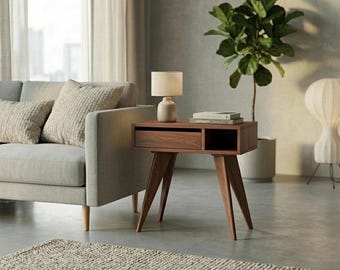 Handmade Solid Wood Side Table: Mid Century Modern Nightstand TY Fine Furniture