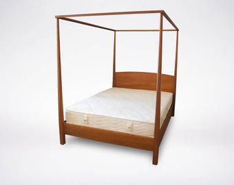 Shaker Pencil Post Bed - Canopy Bed Frame - Four Poster Bed Frame, Pencil Post Bed - Wood Bed in White Oak, Walnut, Maple, and Cherry