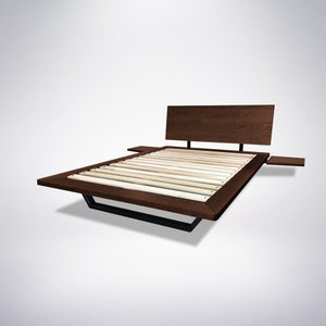 Nelson Bed Frame, Platform Bed Solid Wood, Oak Cherry Walnut Maple, Adjustable Headboard image 3