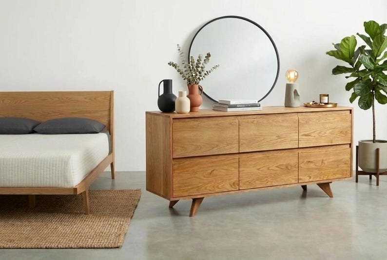 Handmade Walnut 6-Drawer Dresser | Mid Century Modern Bedroom Furniture image 6