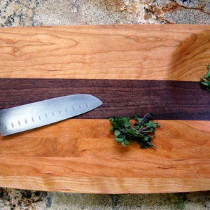 Mixed Wood Cutting Board with Bowl: Cherry, Walnut & Maple