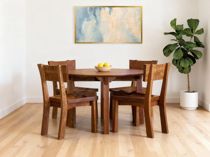Handmade Solid Wood Dining Chair | Japanese Enso, Sculpted Seat image 2