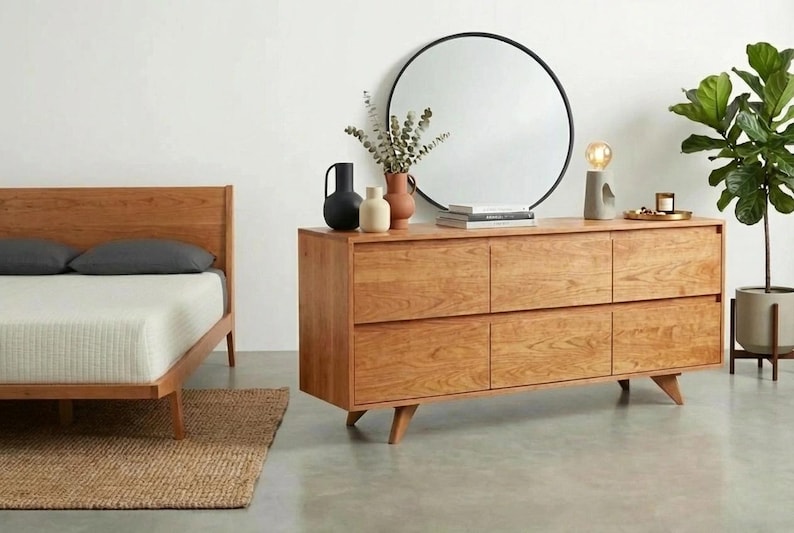 Handmade Walnut 6-Drawer Dresser | Mid Century Modern Bedroom Furniture image 10