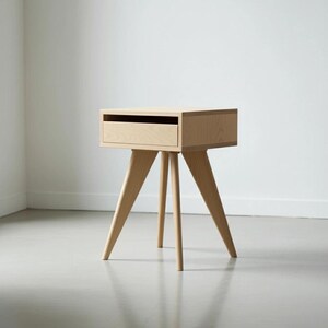 Handmade Mid-Century Modern Side Table: Solid Wood Nightstand image 6