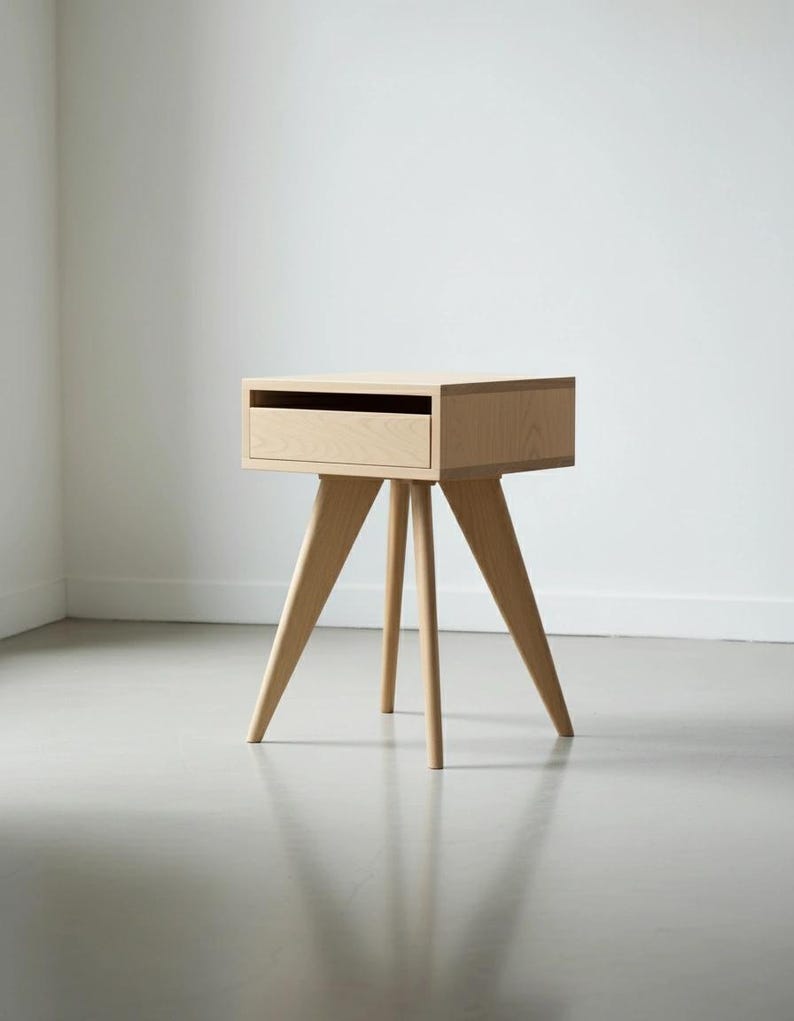 Handmade Mid-Century Modern Side Table: Solid Wood Nightstand image 6