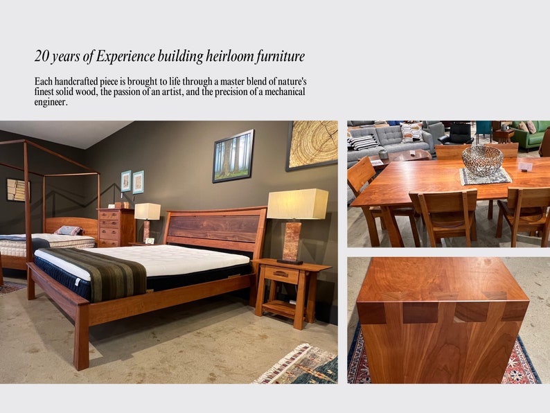 May include: A wooden bed frame with a headboard and footboard. The bed frame is made of solid wood and has a natural finish. The bed frame is in a bedroom setting with a nightstand and a lamp.