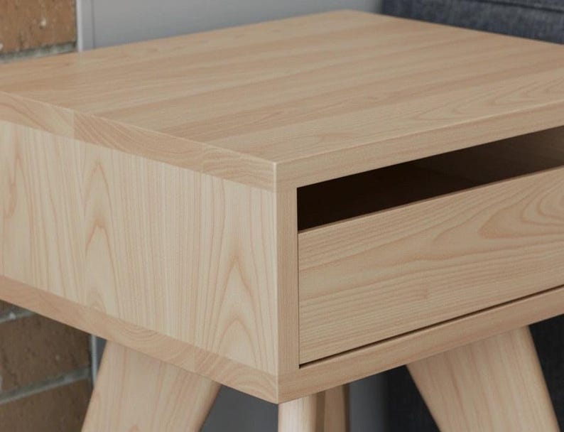 Handmade Mid-Century Modern Side Table: Solid Wood Nightstand image 5