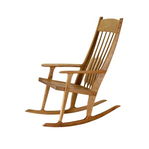 Rocking Chair Wooden Chair, Rustic Chair Handmade Wood Chair in Walnut, Cherry, White Oak, and Maple Wood image 3