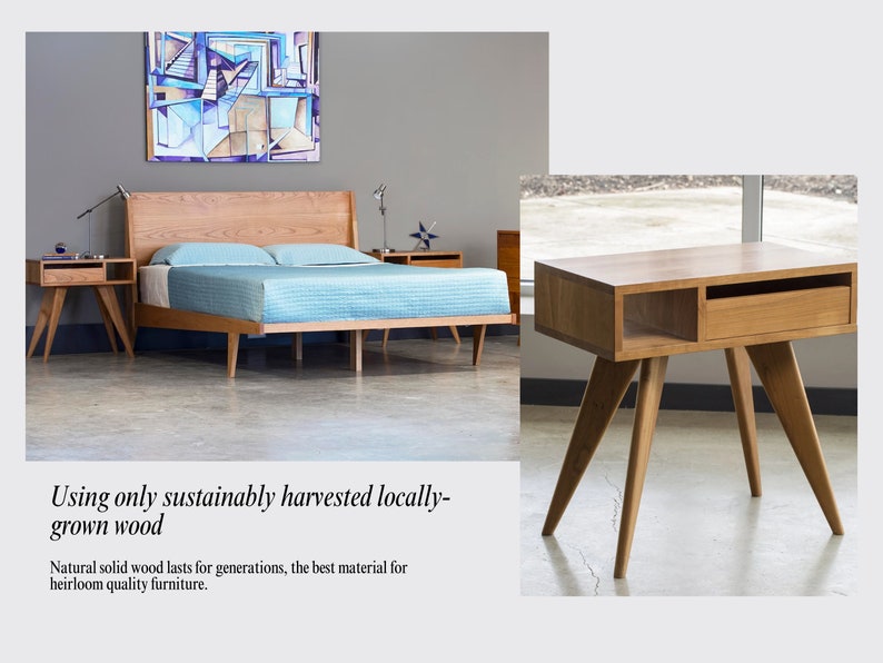 Cantilever Side Table, Mid Century Modern Minimalist, Solid Wood Handmade, Hardwood Living Room Furniture, Small Nightstand, Unique Table image 8