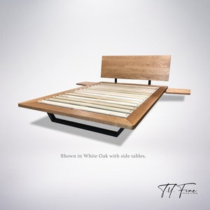 Nelson queen king Bed Frame, Platform Bed Solid Wood, Oak Cherry Walnut Maple, Adjustable Headboard Bild 4