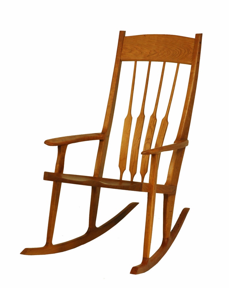 Rocking Chair Wooden Chair, Rustic Chair Handmade Wood Chair in Walnut, Cherry, White Oak, and Maple Wood image 5