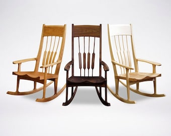 Handmade Solid Wood Rocking Chair - Mid Century Modern Nursery Rocker - Luxury Walnut Glider - Ergonomic Artisan Armchair for Living Room