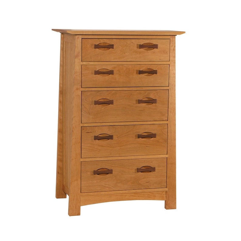 Enso Solid Wood Dresser, made from natural cherry with walnut drawer pulls