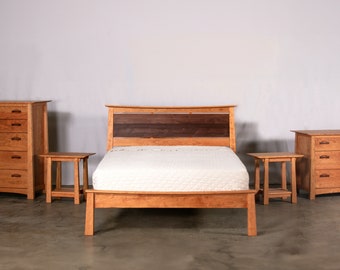 Enso Platform Bed Frame - Solid Wood Bed with a High Headboard - Wood Bed Frame in Walnut, White Oak, Cherry, and Maple - Multiple Bed Sizes