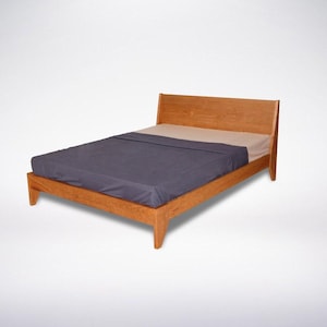 Modern TWO Platform Bed, Solid Walnut Frame - 40&quot; Headboard Height - Mid Century Modern - Hardwood - Made in USA