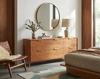 mid century modern bedroom dresser West elm x pbt Mid-Century 6-Drawer Wide Dresser, Acorn Unmistakably mid Mid-century Modern Solid Wood Dresser: