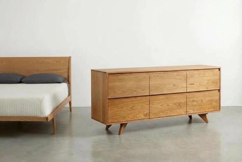 Handmade Walnut 6-Drawer Dresser | Mid Century Modern Bedroom Furniture image 2