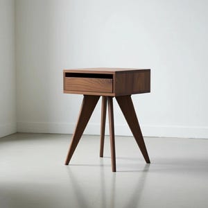 Handmade Mid-Century Modern Side Table: Solid Wood Nightstand image 9
