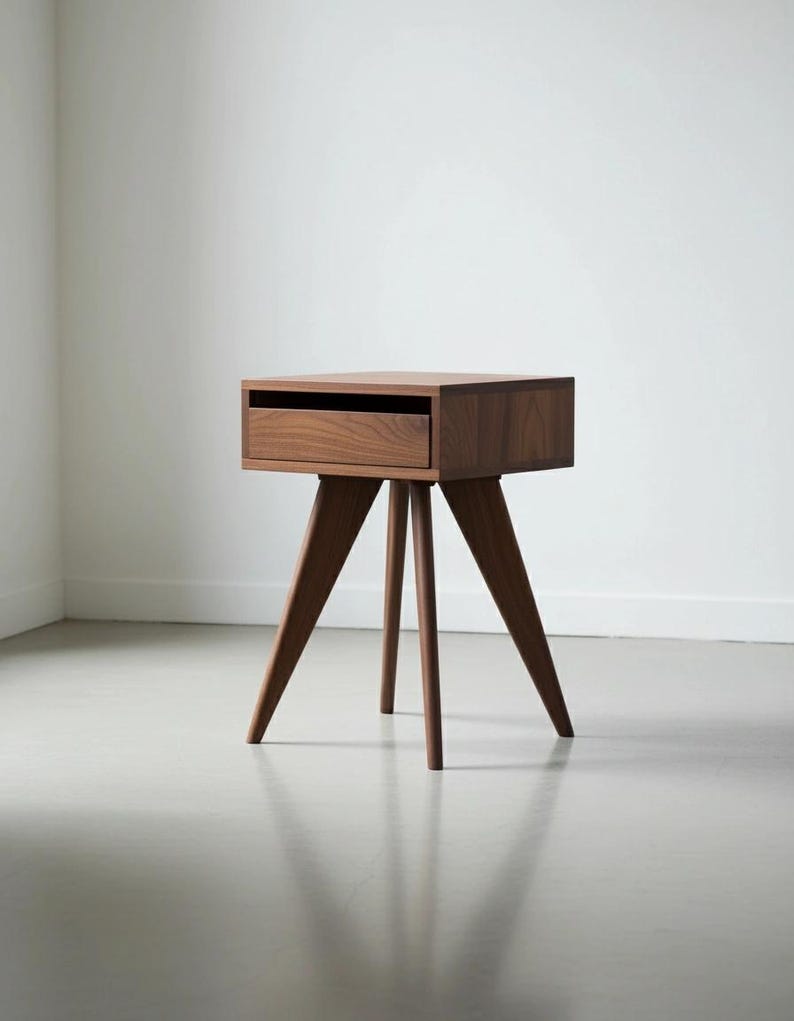 Handmade Mid-Century Modern Side Table: Solid Wood Nightstand image 9