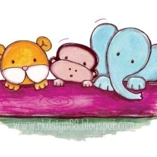Together - Cute Whimsical Children Art Print